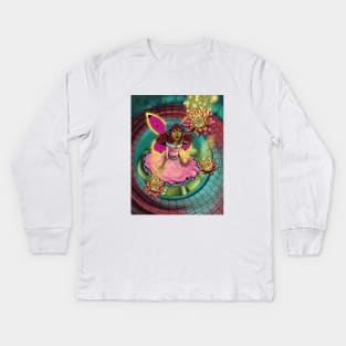 African American Fairy and Water Lilies Kids Long Sleeve T-Shirt